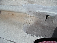 damage around down spout